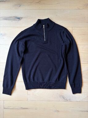 ASKET | Navy Merino Half Zip Sweater (Small Regular)